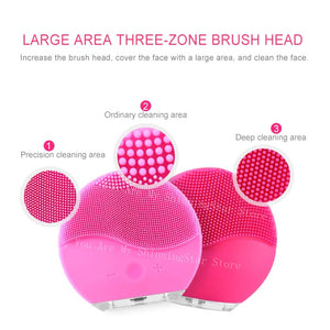 NEW Ultrasonic Electric Facial Cleansing Brush Face Washing USB Vibration Skin Blackhead Removal Pore Cleanser Silicone Massager